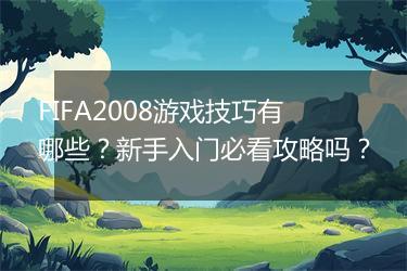 FIFA2008游戏技巧有哪些？新手入门必看攻略吗？