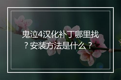 鬼泣4汉化补丁哪里找？安装方法是什么？