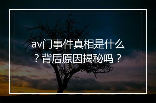 av门事件真相是什么？背后原因揭秘吗？