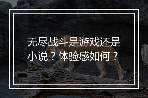 无尽战斗是游戏还是小说？体验感如何？