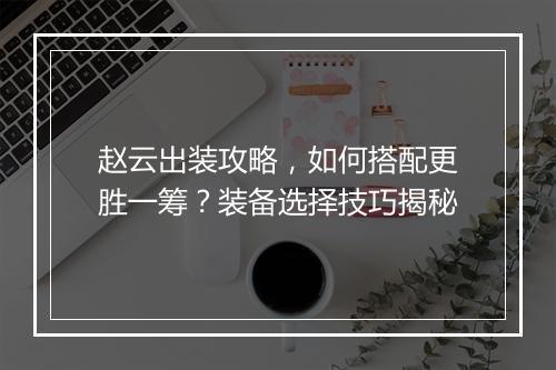 赵云出装攻略，如何搭配更胜一筹？装备选择技巧揭秘