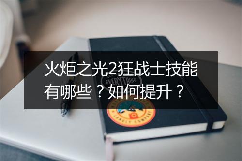 火炬之光2狂战士技能有哪些？如何提升？