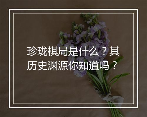 珍珑棋局是什么？其历史渊源你知道吗？