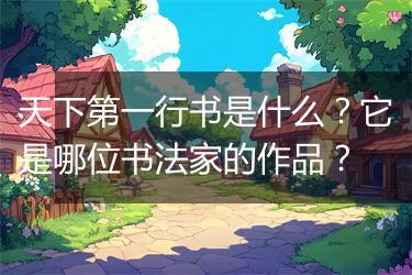 天下第一行书是什么？它是哪位书法家的作品？