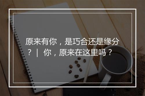原来有你，是巧合还是缘分？｜ 你，原来在这里吗？
