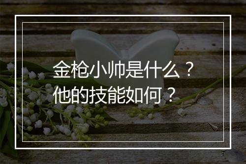 金枪小帅是什么？他的技能如何？