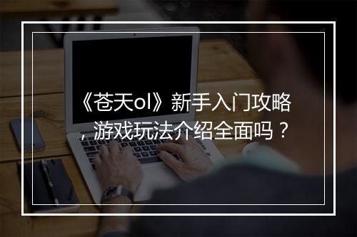 《苍天ol》新手入门攻略，游戏玩法介绍全面吗？