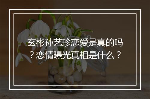 玄彬孙艺珍恋爱是真的吗？恋情曝光真相是什么？
