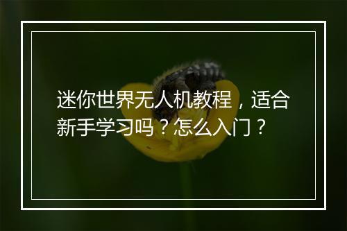 迷你世界无人机教程，适合新手学习吗？怎么入门？