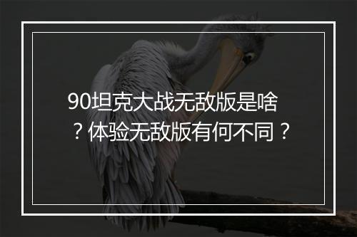90坦克大战无敌版是啥？体验无敌版有何不同？