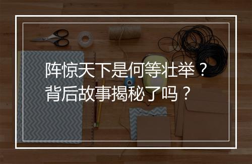 阵惊天下是何等壮举？背后故事揭秘了吗？