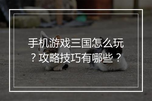 手机游戏三国怎么玩？攻略技巧有哪些？