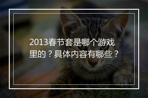 2013春节套是哪个游戏里的？具体内容有哪些？
