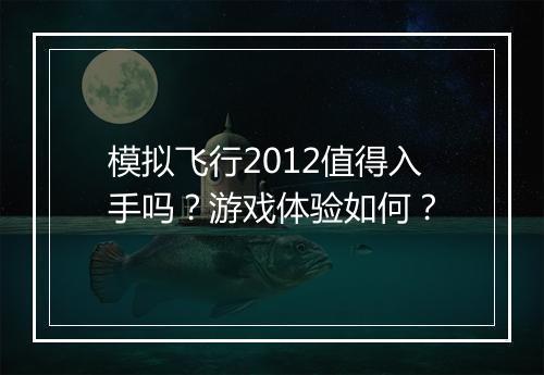 模拟飞行2012值得入手吗？游戏体验如何？