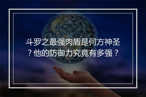 斗罗之最强肉盾是何方神圣？他的防御力究竟有多强？