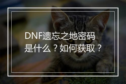 DNF遗忘之地密码是什么？如何获取？