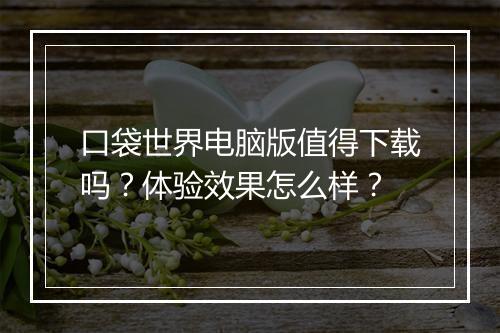 口袋世界电脑版值得下载吗？体验效果怎么样？