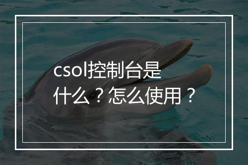 csol控制台是什么？怎么使用？