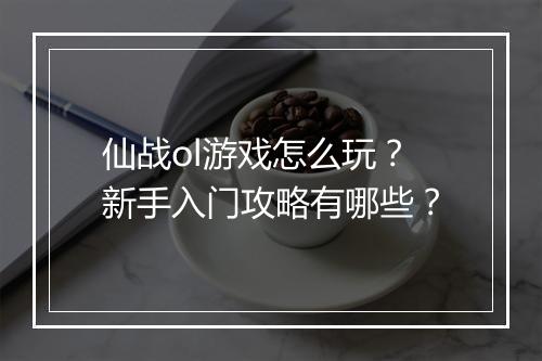 仙战ol游戏怎么玩？新手入门攻略有哪些？