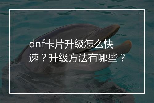 dnf卡片升级怎么快速？升级方法有哪些？
