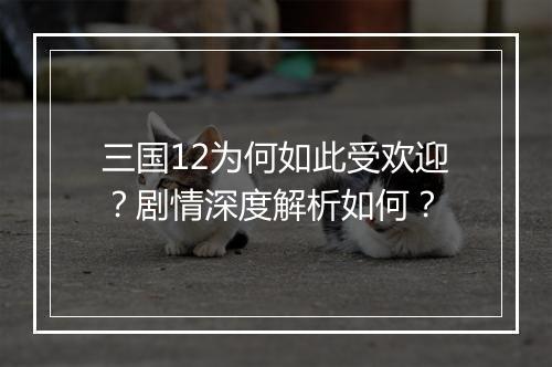三国12为何如此受欢迎？剧情深度解析如何？