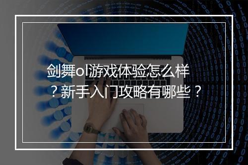 剑舞ol游戏体验怎么样？新手入门攻略有哪些？