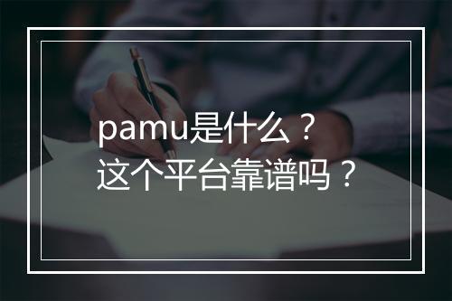 pamu是什么？这个平台靠谱吗？