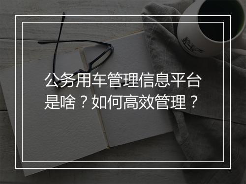 公务用车管理信息平台是啥？如何高效管理？