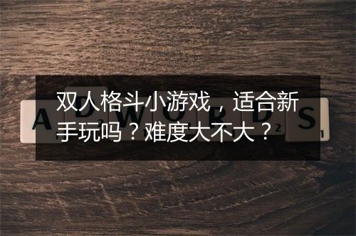 双人格斗小游戏，适合新手玩吗？难度大不大？