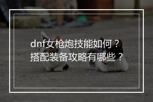 dnf女枪炮技能如何？搭配装备攻略有哪些？