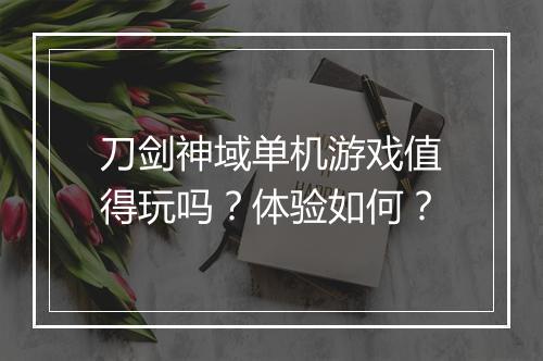 刀剑神域单机游戏值得玩吗？体验如何？