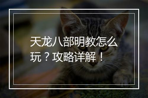 天龙八部明教怎么玩？攻略详解！