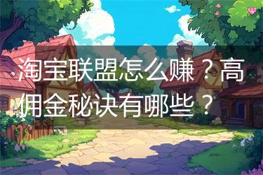 淘宝联盟怎么赚？高佣金秘诀有哪些？