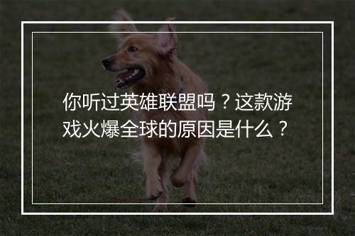 你听过英雄联盟吗？这款游戏火爆全球的原因是什么？