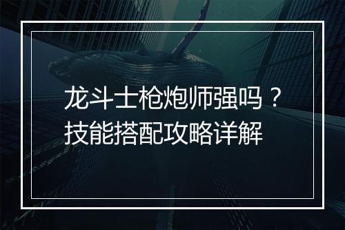 龙斗士枪炮师强吗？技能搭配攻略详解