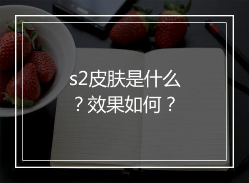 s2皮肤是什么？效果如何？