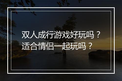 双人成行游戏好玩吗？适合情侣一起玩吗？