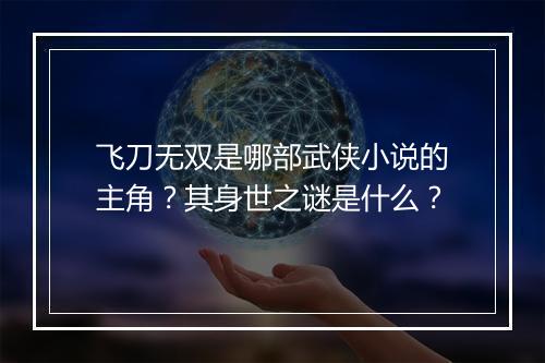 飞刀无双是哪部武侠小说的主角？其身世之谜是什么？
