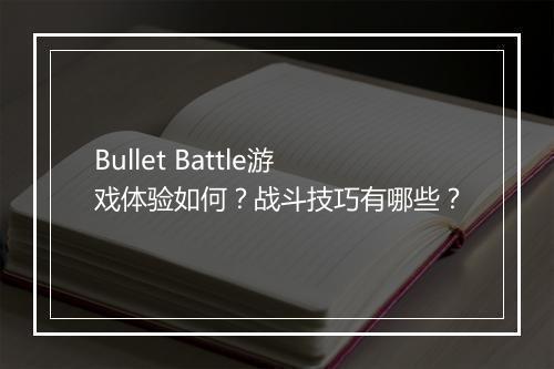 Bullet Battle游戏体验如何？战斗技巧有哪些？