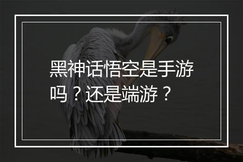 黑神话悟空是手游吗？还是端游？