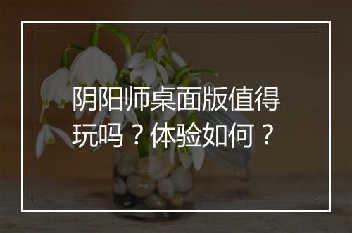 阴阳师桌面版值得玩吗？体验如何？