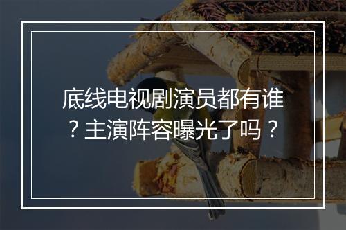 底线电视剧演员都有谁？主演阵容曝光了吗？