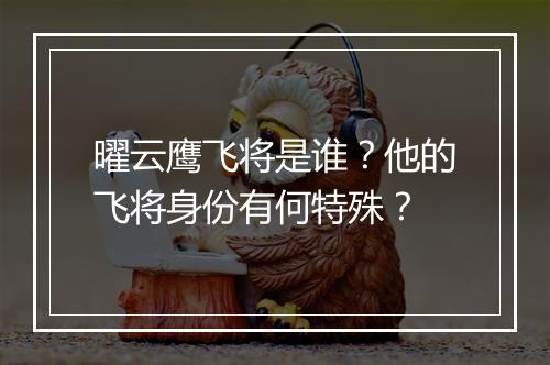 曜云鹰飞将是谁？他的飞将身份有何特殊？
