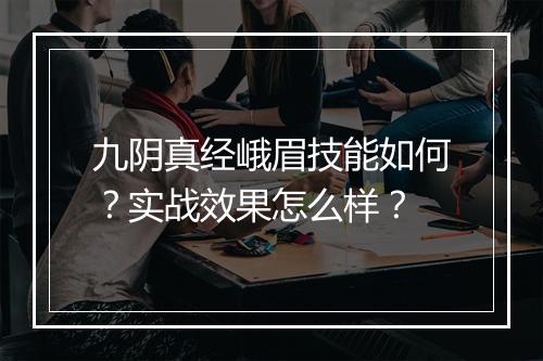 九阴真经峨眉技能如何？实战效果怎么样？