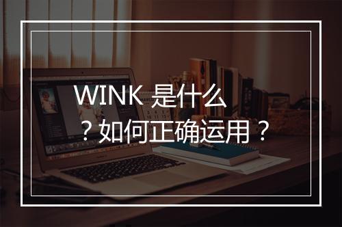 WINK 是什么？如何正确运用？