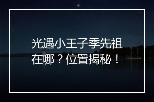 光遇小王子季先祖在哪？位置揭秘！