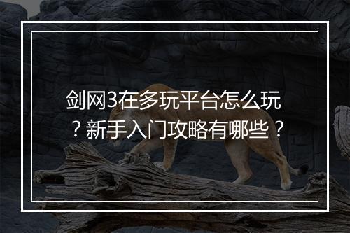剑网3在多玩平台怎么玩？新手入门攻略有哪些？