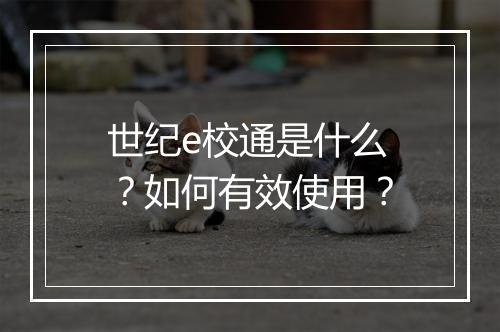 世纪e校通是什么？如何有效使用？