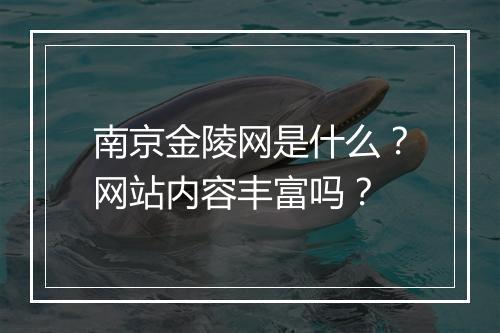 南京金陵网是什么？网站内容丰富吗？