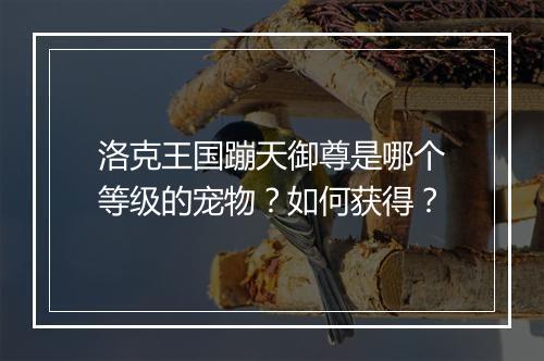 洛克王国蹦天御尊是哪个等级的宠物？如何获得？